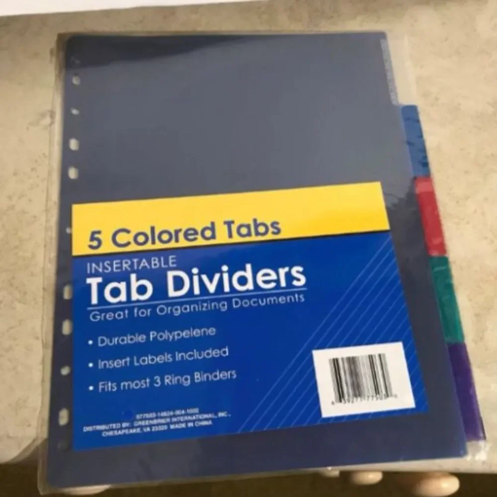 Colorful Binder Tab Dividers